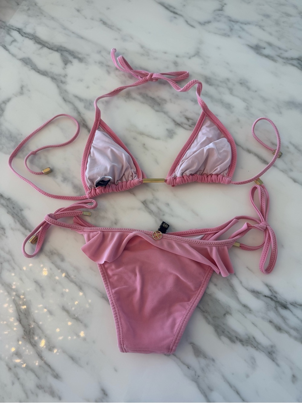 Pink Ruffle Triangle Bikini for Kids - Swim - Picture 7 of 10